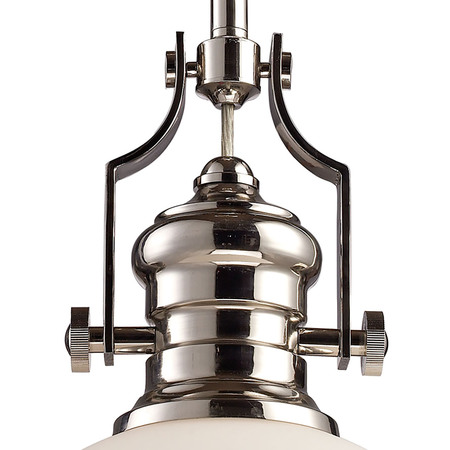 Elk Lighting Chadwick 1-Light Pendant in Polished Nickel with White Glass 66113-1